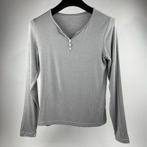 Lightweight Heather Grey Henley Long-Sleeve Tee